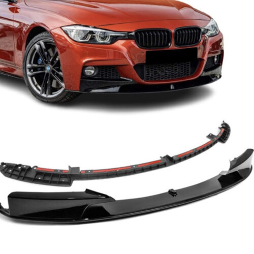 Performance Front bumper Lip for BMW F30 / F31, glossy black V2: EXTRA-STRONG VE