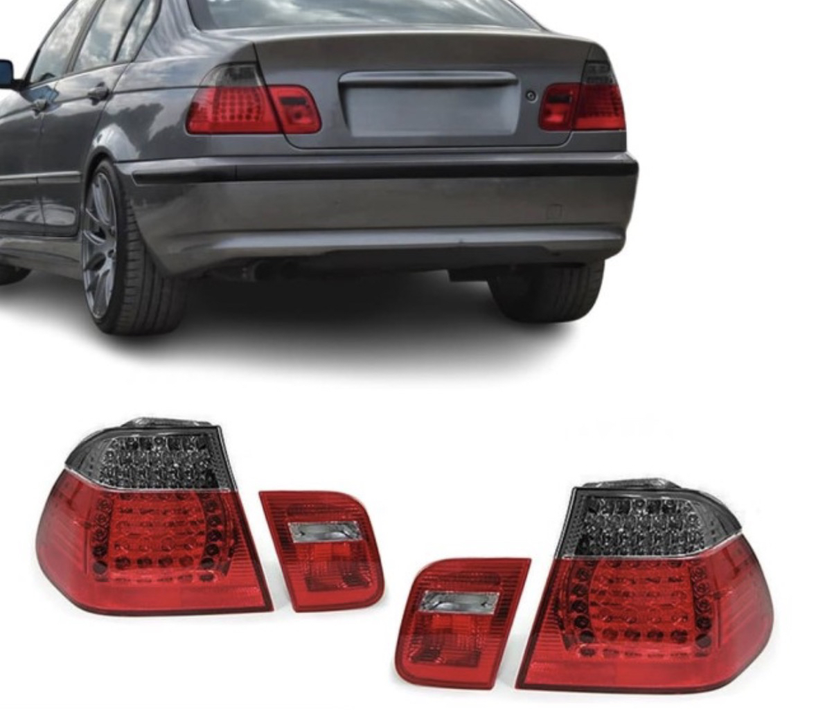 LED Tail Lights set for BMW E46 (01-05) Sedan, smoked