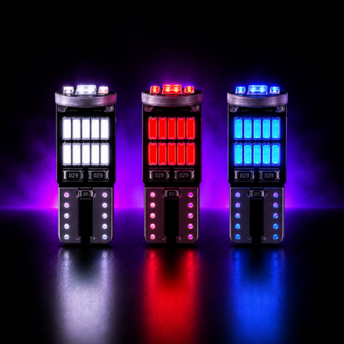AutoMods Premium T10 / W5W LED Bulbs – White/Red/Blue (Pack of 2)