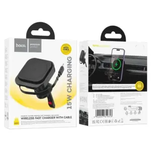 Hoco HW23 Retractable Air Vent Magsafe Wireless Fast Charging Car Holder With Built in Typec-C Cable