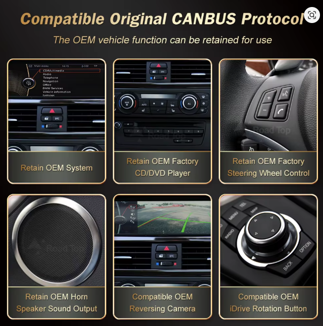 8.8'' Wireless CarPlay Android Auto Screen For BMW E9x E6x CCC System - Image 4